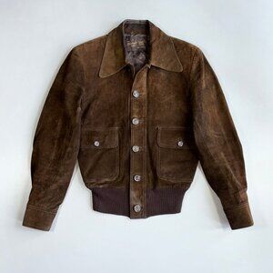Vintage West German Brown Suede Leather Bomber Jacket - XL
